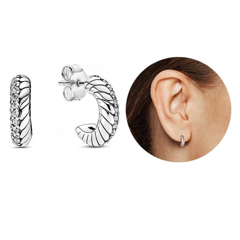 2022 Brand New 925 Sterling Silver Hoop Earrings For Women Matching For Original DIY Fine Jewelry Earrings Personality Jewelry