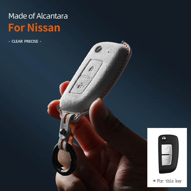 

Alcantara Car Key Case Cover Holder Key Shell Buckle For Nissan Juke Xtrail Sunny Cefiro A32 Qashqai J11 2Buttons Keychain