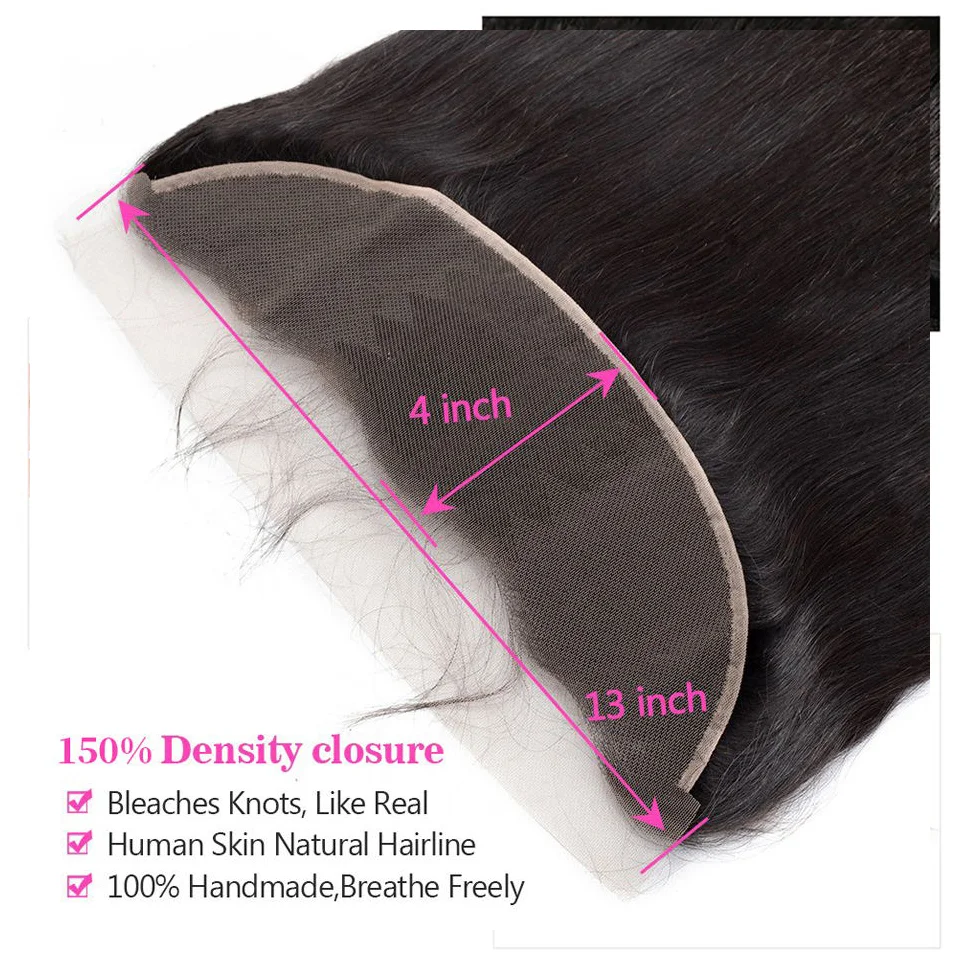 13x4 Straight Lace Frontal Only Body Wave Human Hair Brazilian HD Lace Frontal Deep Wave Closure Only Virgin Hair