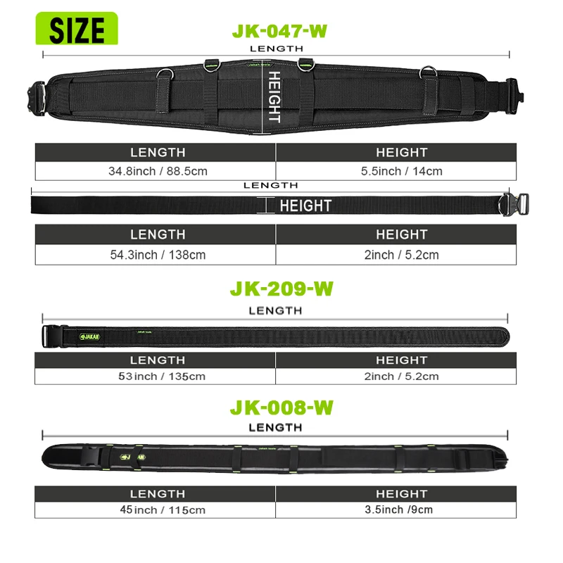 JAKAH 패딩 공구 벨트 (헤비 듀티 버클 포함), 패딩 작업 벨트, 편안한 공구 벨트, 조절 가능한 허리 JK-209