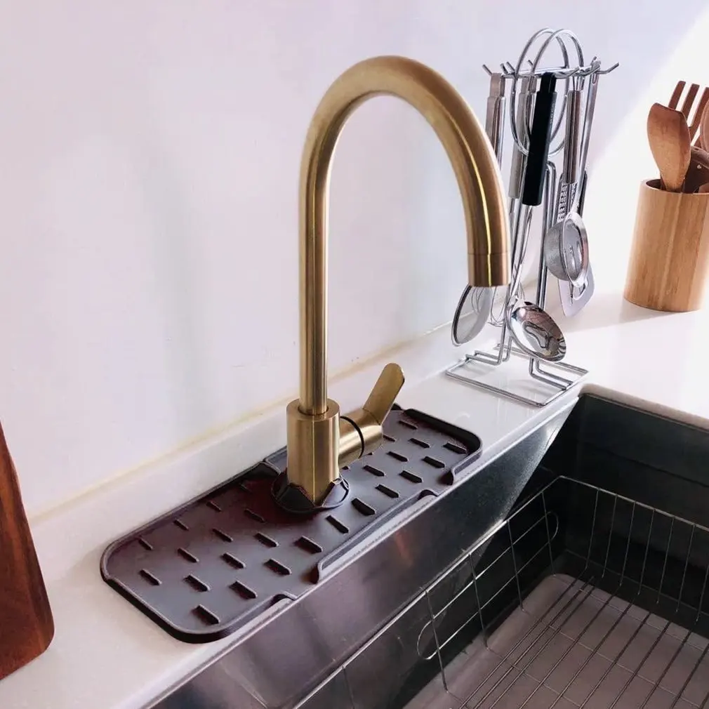 

Silicone Kitchen Faucet Absorbent Pad Splash Sponge Holder Foldable Bathroom Countertop Protector Kitchen Storage Bag
