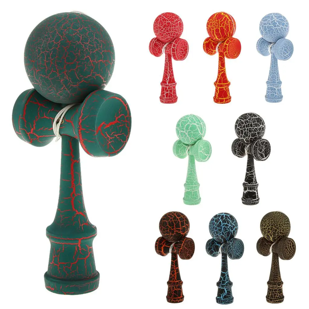 Full Crackle Paint Kendama Japanese Traditional Toy Kids Wooden Skill Ball Games