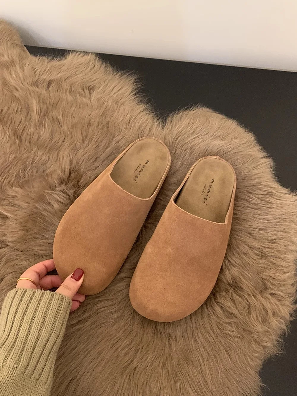 Comfortable Suede Mules For Women Flat Backless Slip On House Shoes_voghion.com