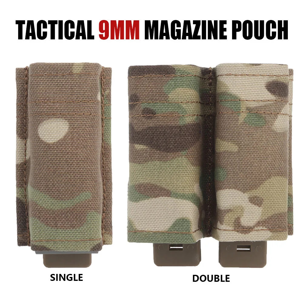 Tactical 9mm Magazine Pouch Single Double Molle Pistol Mag Pouch  With Nylon Support Clip for Belt Hunting Airsoft Accessories