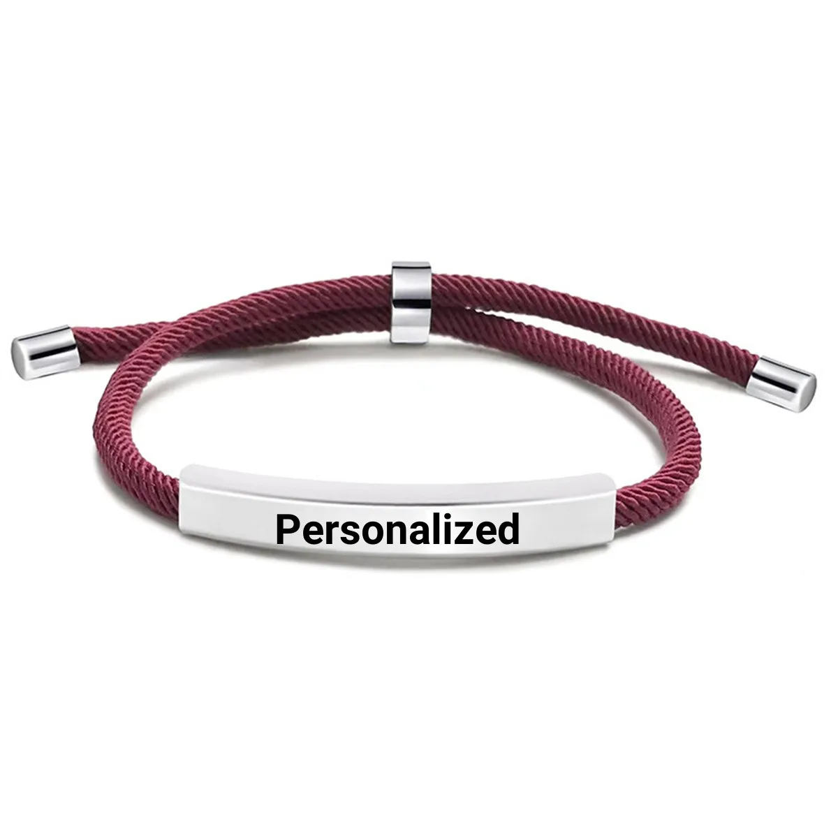 Customized Engraved Name Text Braided Rope Chain Bracelets For Women Men Stainless Steel Carve Anniversary Date Bracelet Jewelry