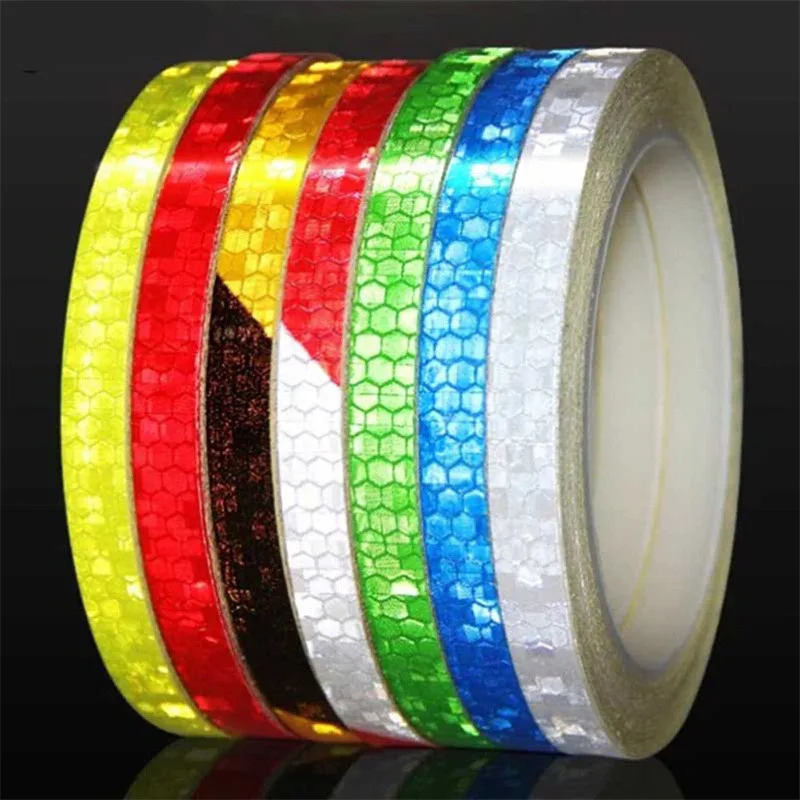 1cm*8m Bike Stickers Reflective Tape Fluorescent MTB Bike Bicycle Strips Cycling MTB Tapes for Bicycle Helmet Motorcycle Scooter bike accessories