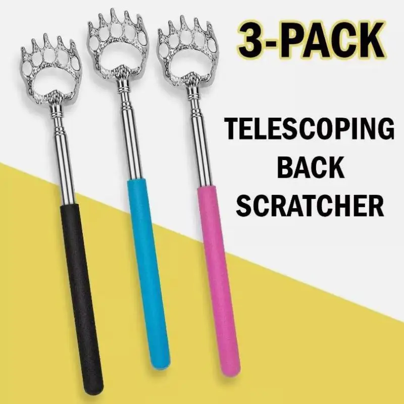 3pcs Extendable Back Scratcher Portable Telescoping 304 Stainless Steel Back Scratchers Hand Massager