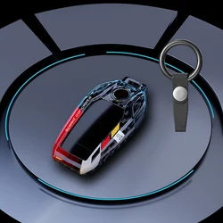Premium Carbon Fiber Car Key Cover - Sleek Protective Shell Fob Accessory (Carbon red keyring)