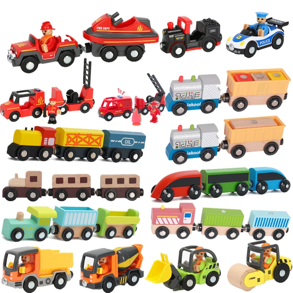 Electric Locomotive Train Magnetic Train Car Wooden Railway Track Accessories fit for All Brand Wooden Tracks Toys for Kids