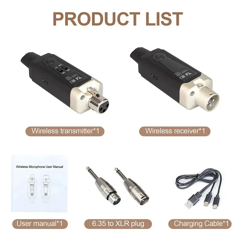 XLRMicConverterAdapterWirelessMicrophoneSystemUHFAutomatic