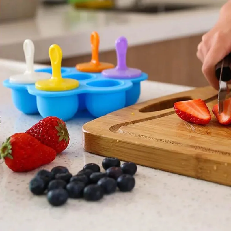 Ice Cream Mold Silicone Popsicle Bar Reusable Non-stick Ice Cube Tray Homemade Food for Kids Mini DIY Family Party Essentials