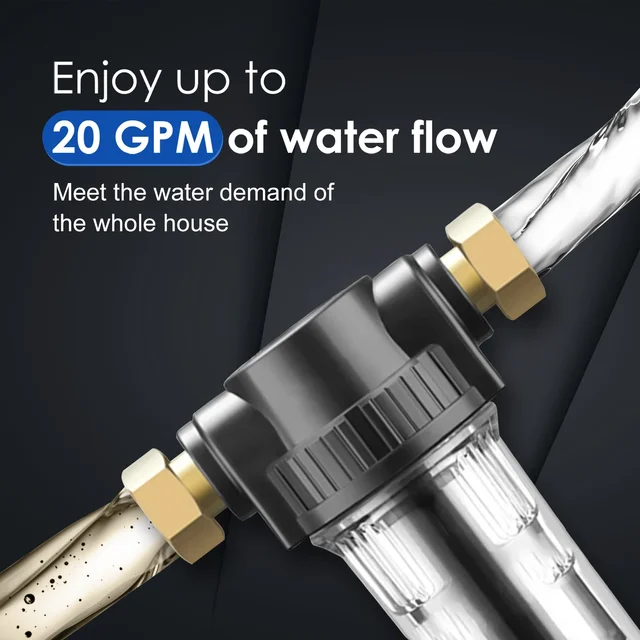 IEXPUROS Pre Filter Whole House Spin Down Sediment Water Filter Central Prefilter Purifier System Backwash Stainless Steel Mesh 5