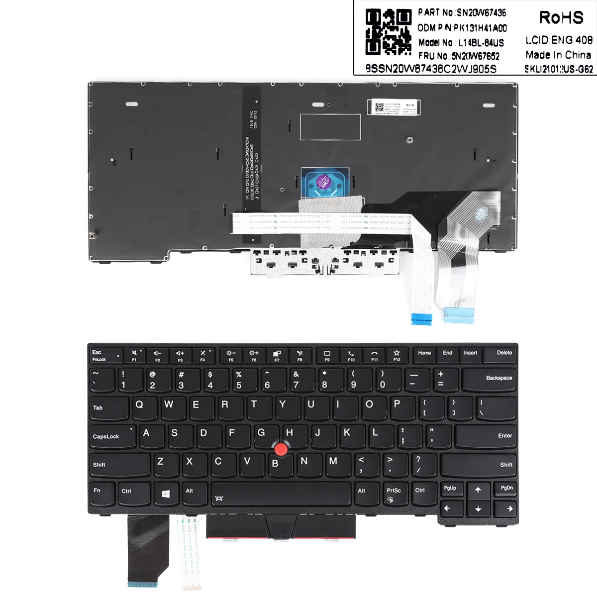 

US Laptop Keyboard for Lenovo IBM Thinkpad L14 L14 gen 1 L14 Gen 2 Black with Backlit