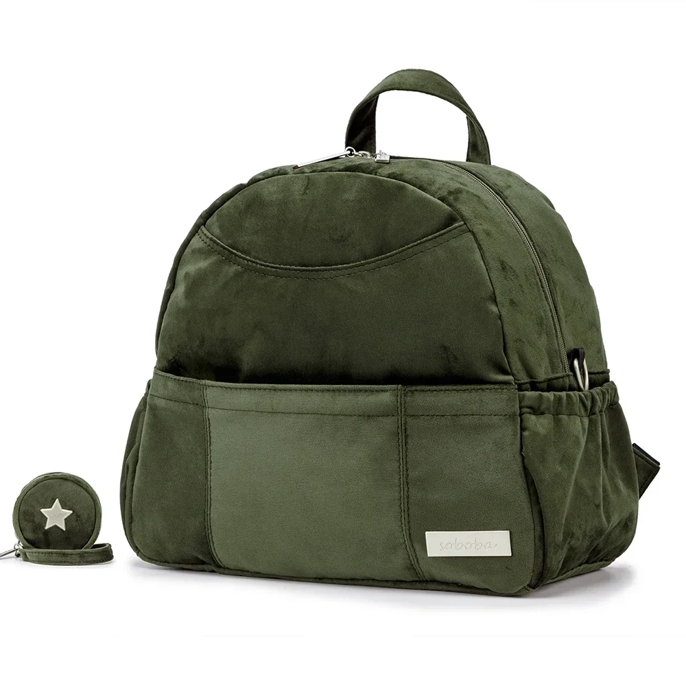 Soboba Velvet Diaper Backpack Large Capacity Nappy Bag with Pacifier Case and Multi-functionality diaper bag diaper backpack