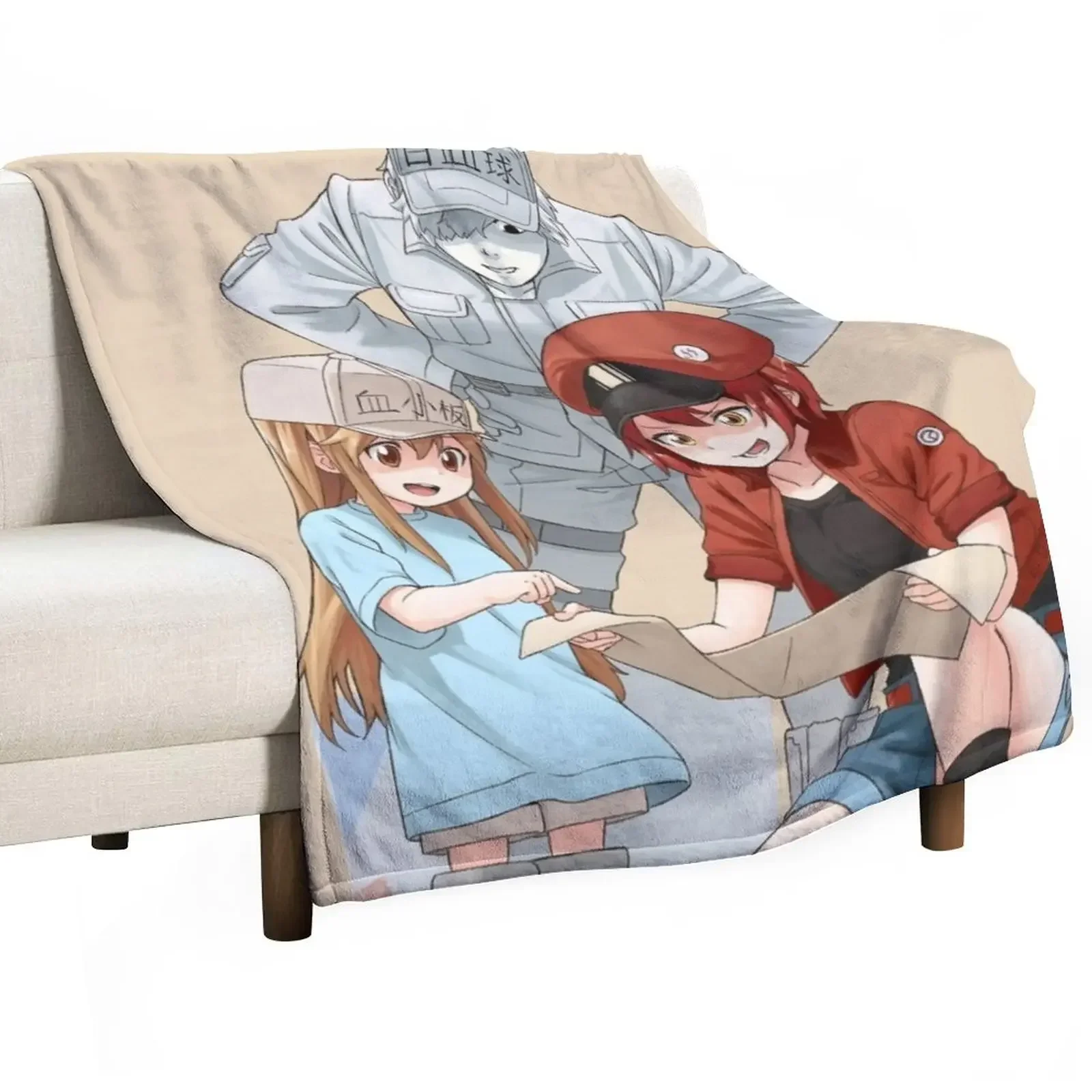 

Cells At Work 1 Throw Blanket Large Shaggy Single Moving Blankets