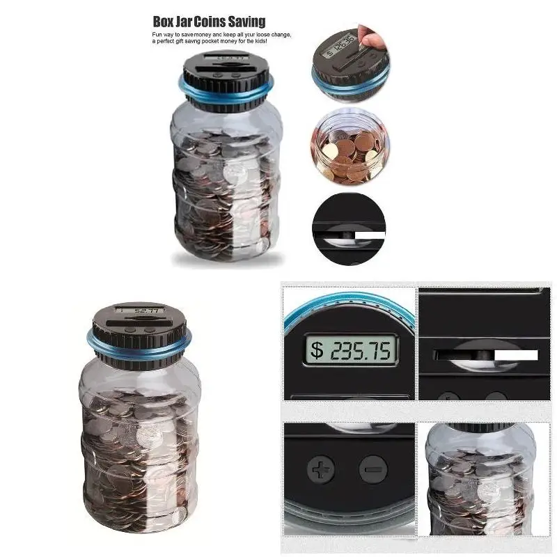 Clear Digital Piggy Bank Coin Savings Counter LCD Counting Money Jar Change  Gift