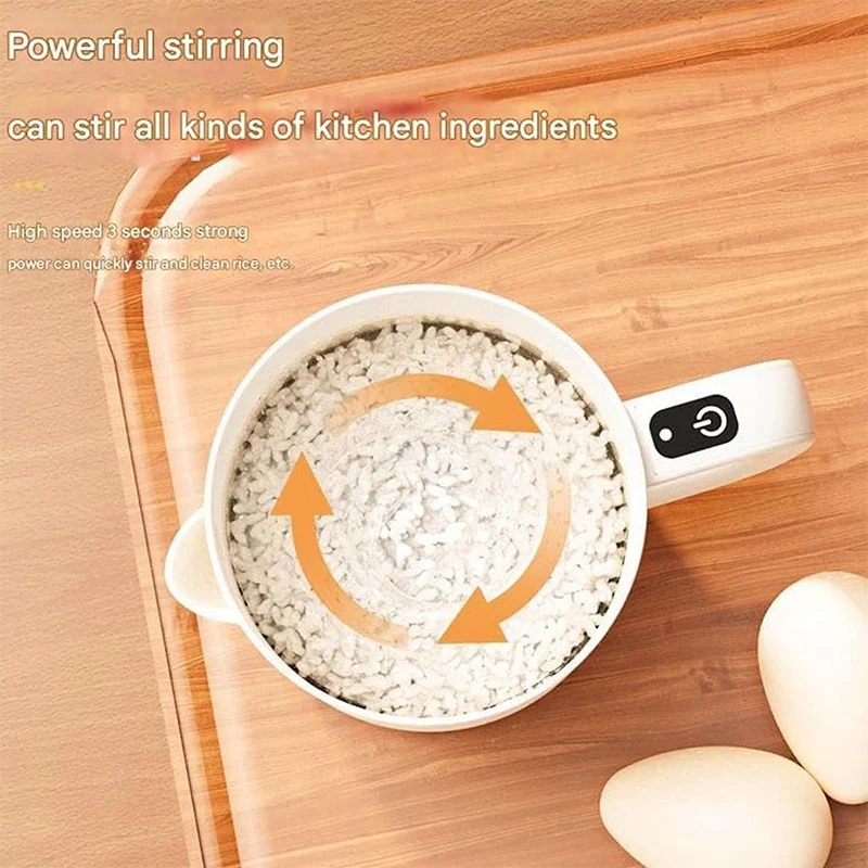 Description Picture 5 of itemElectric Egg Beater 2 In 1 Cordless Handheld Mixer And Filter 1l Rice Washing Bowl Automatic Kitchen Gadget For Stirring Utensil