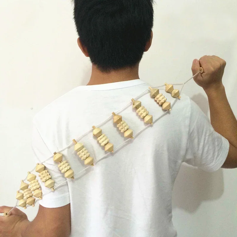 Multi Roller Small Back Massager, Wooden Muscle Relaxing and Activating Massager, Middle-aged and Elderly Massage Tool