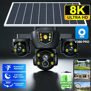 V380 Pro Triple Screen Solar Security Camera Outdoor Triple Lens, WiFi Battery CCTV External WiFi Cam 1