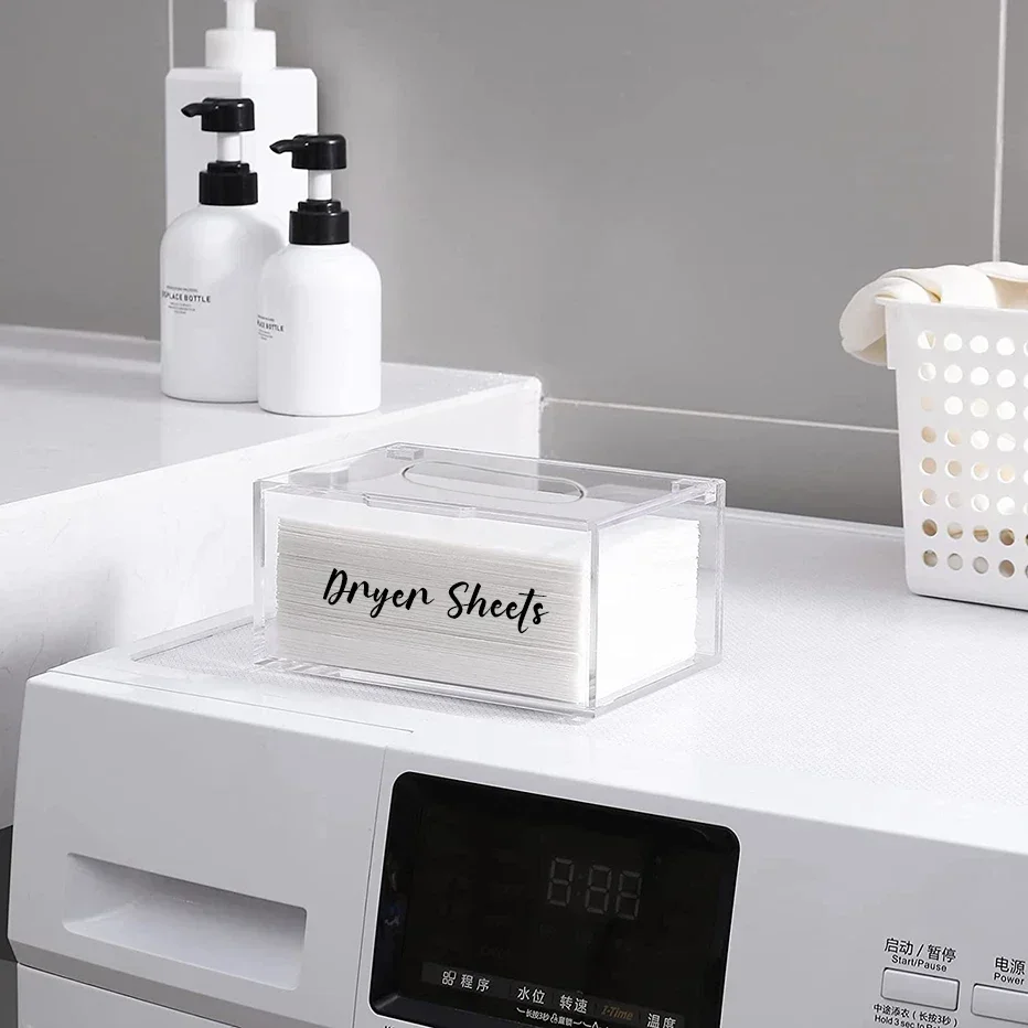 Sheets With Box Laundry Dispenser Lid Dryer Fabric Room Acrylic Softener Organizer Clear Storage Tissue 5