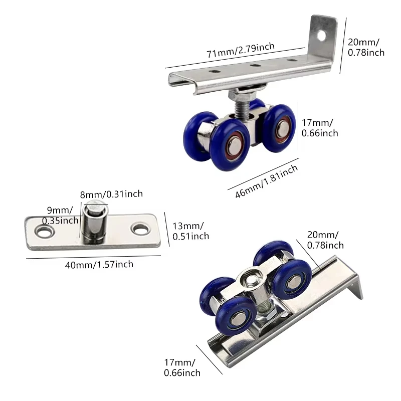 2pcs Set 4-Wheel Sliding Door Roller Hardware for Rail Track