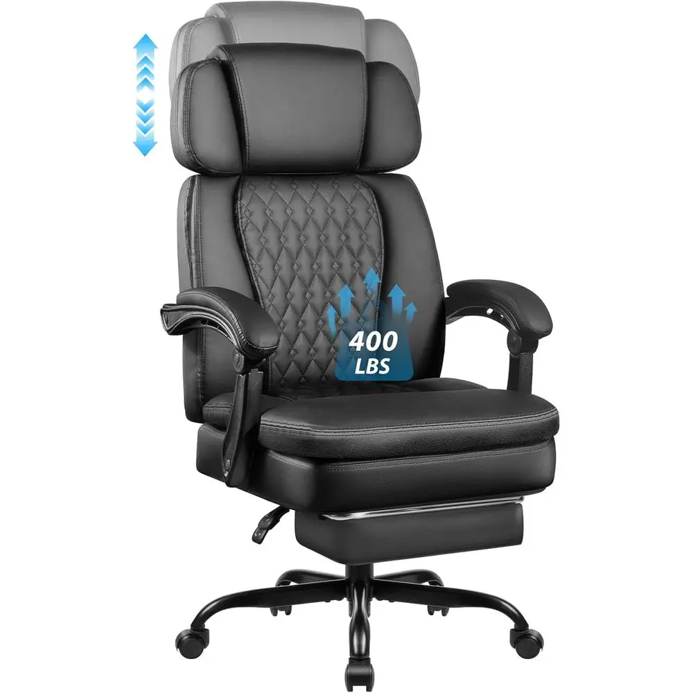 Leather Office Chair with Footrest 1