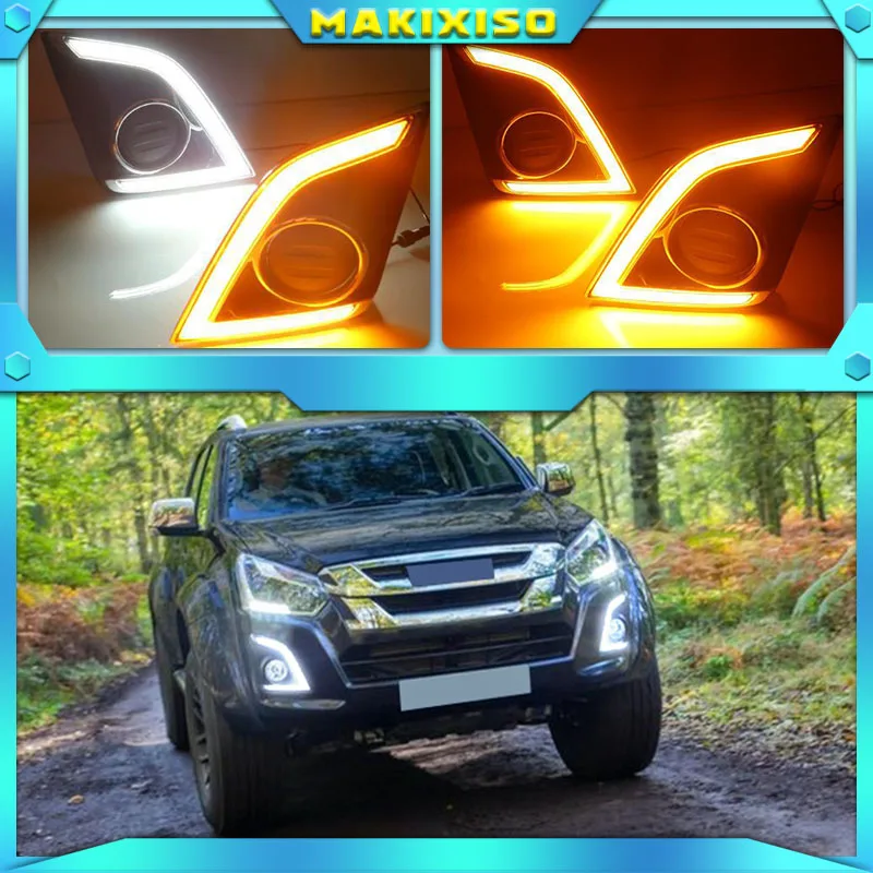 

1Pair DRL For Isuzu D-max Dmax 2016 2017 LED Daytime Running Lights LED Front Bumper Fog Lamp Case Driving light