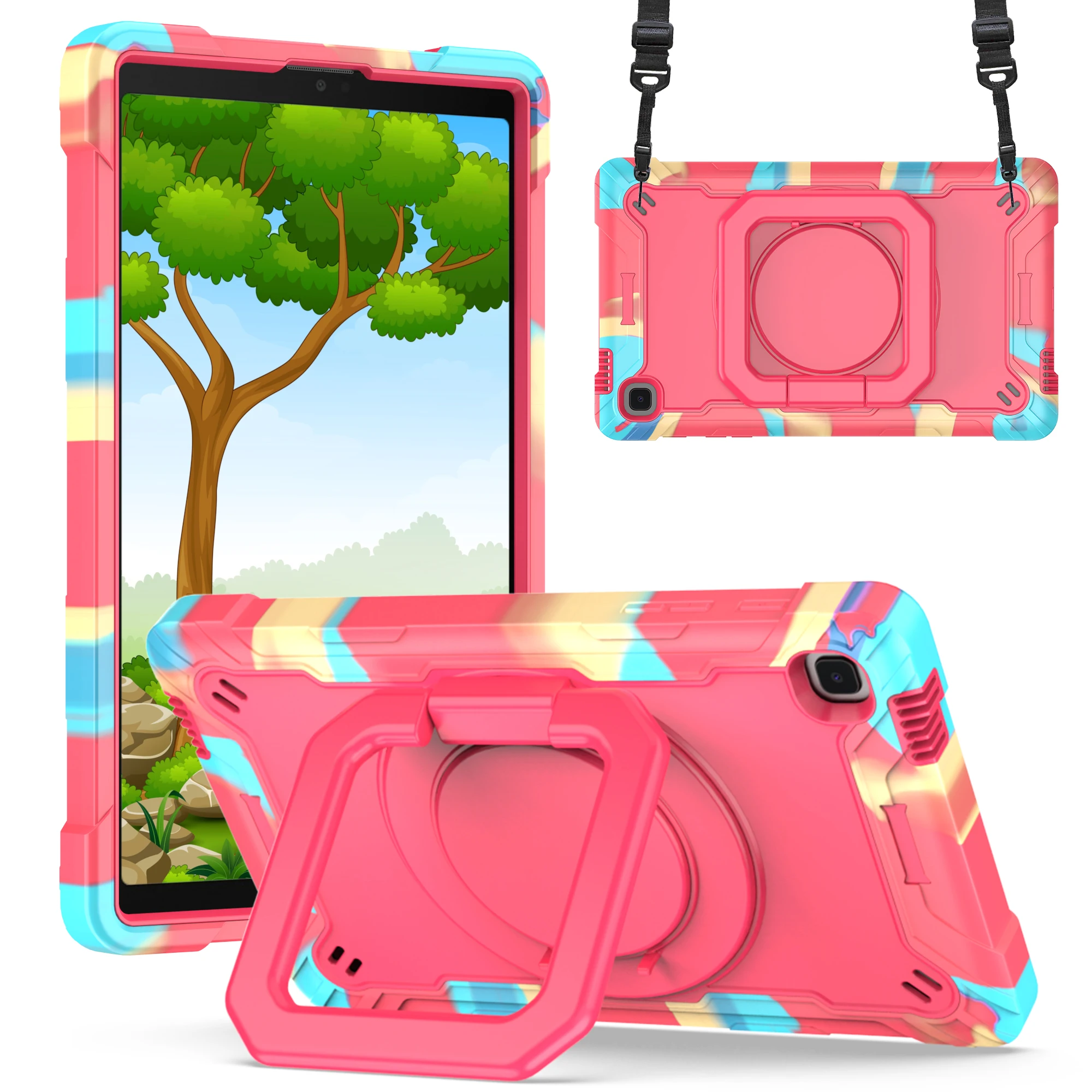 Enhanced Shockproof Tablet Case with 360° Rotatable Stand & Strap