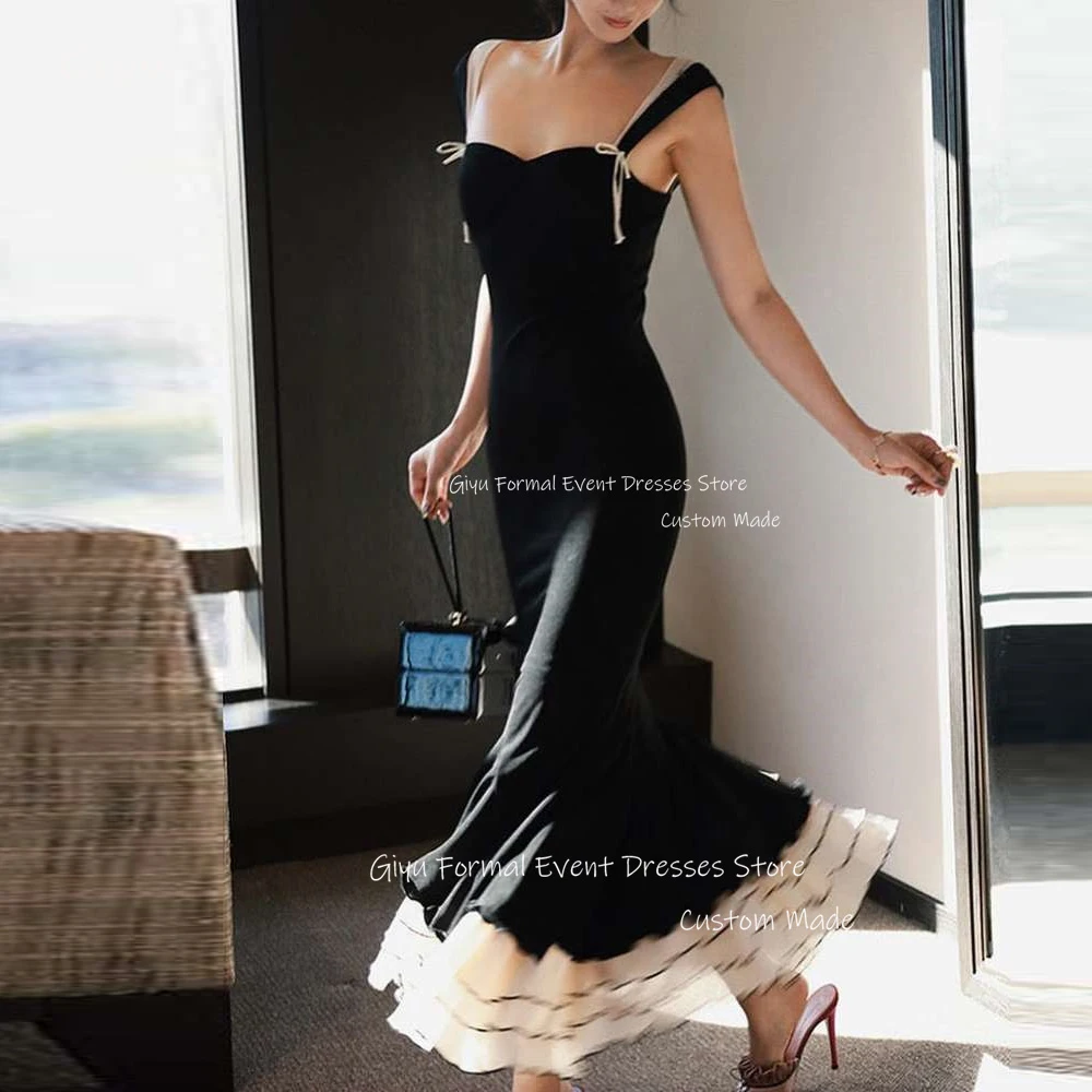 

Giyu Black Mermaid Evening Dresses Dubai Arabic Women Straps Sweetheart Ankle Length Formal Party Dress Night Event Gowns