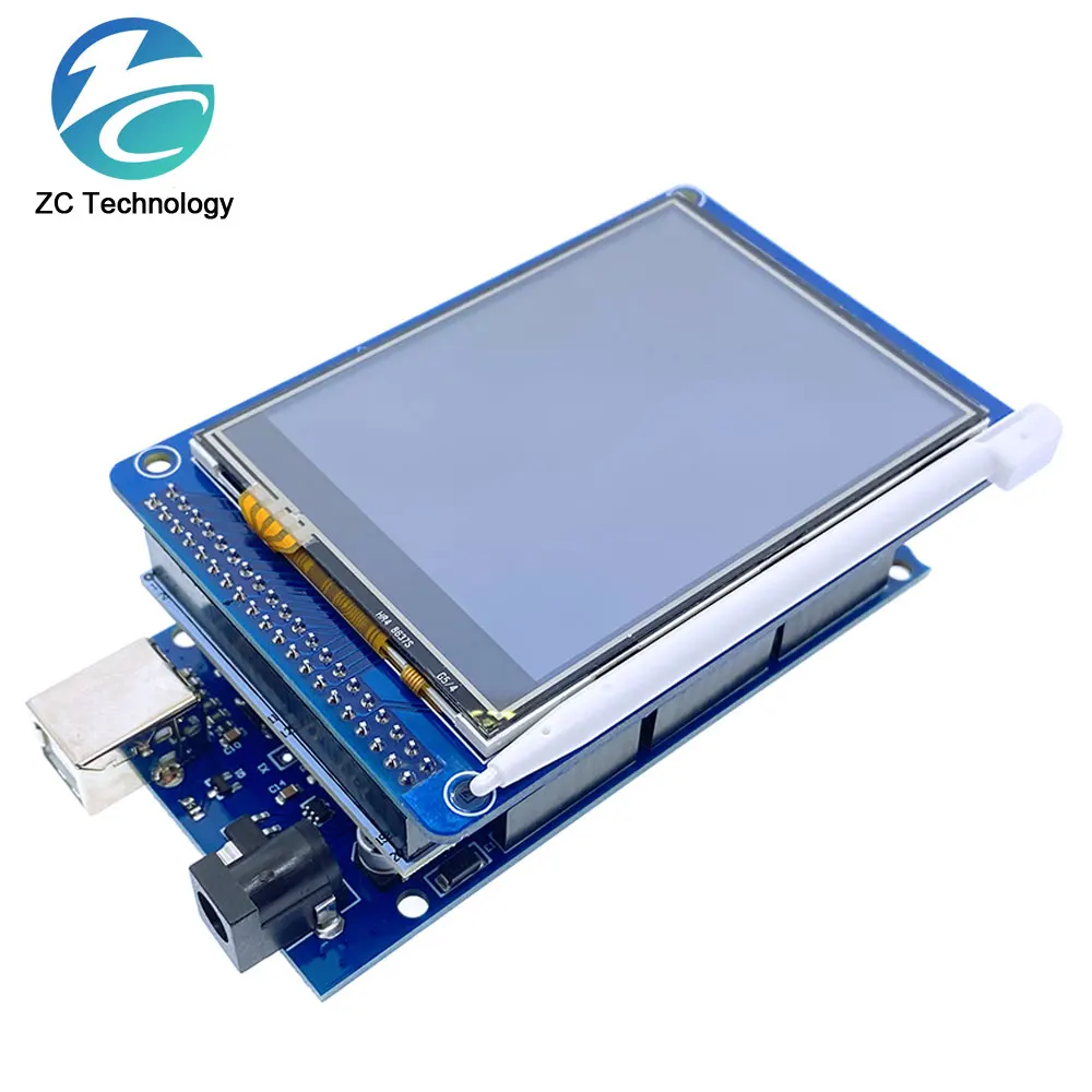Фото Модуль Сенсорного цветного экрана TFT LCD 3,2 дюйма + плата адаптера экрана 3,2 дюйма + Mega2560 Mega 2560 R3 CH340 с USB для комплекта Arduino №2