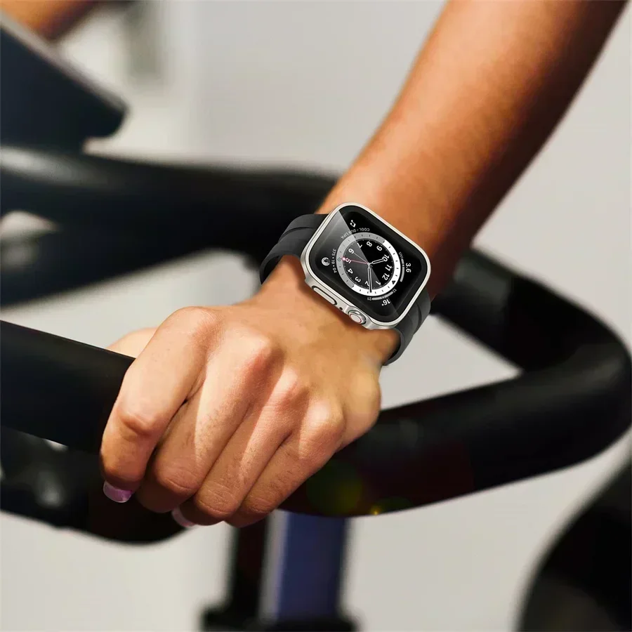 Displayschutzfolie für Apple Watch 10 Gehäuse 46 mm 42 mm 45 mm 44 mm 41 mm 40 mm 44 PC-Stoßstangenabdeckung aus gehärtetem Glas Serie 7 8 9 SE 6 5 4 – Detail 30