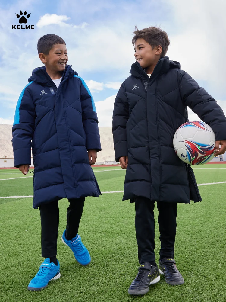 Kelme Children's Down Jacket Winter Sports And Leisure Boys' Coat Football Hooded Jacket Thickened Warm Windproof