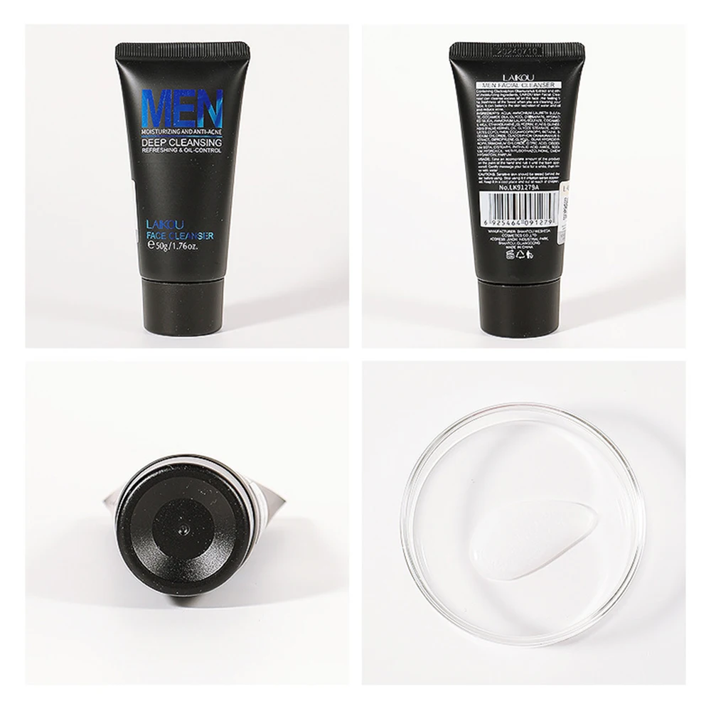 LAIKOU Men's Moisturizing Facial Cleanser for Oil Control and Blackhead Removal