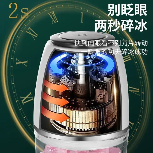 Electric ice maker & juicer. USB charging. Automatic mincer. For milk tea shop. Ice crusher. Versatile and portable. 2