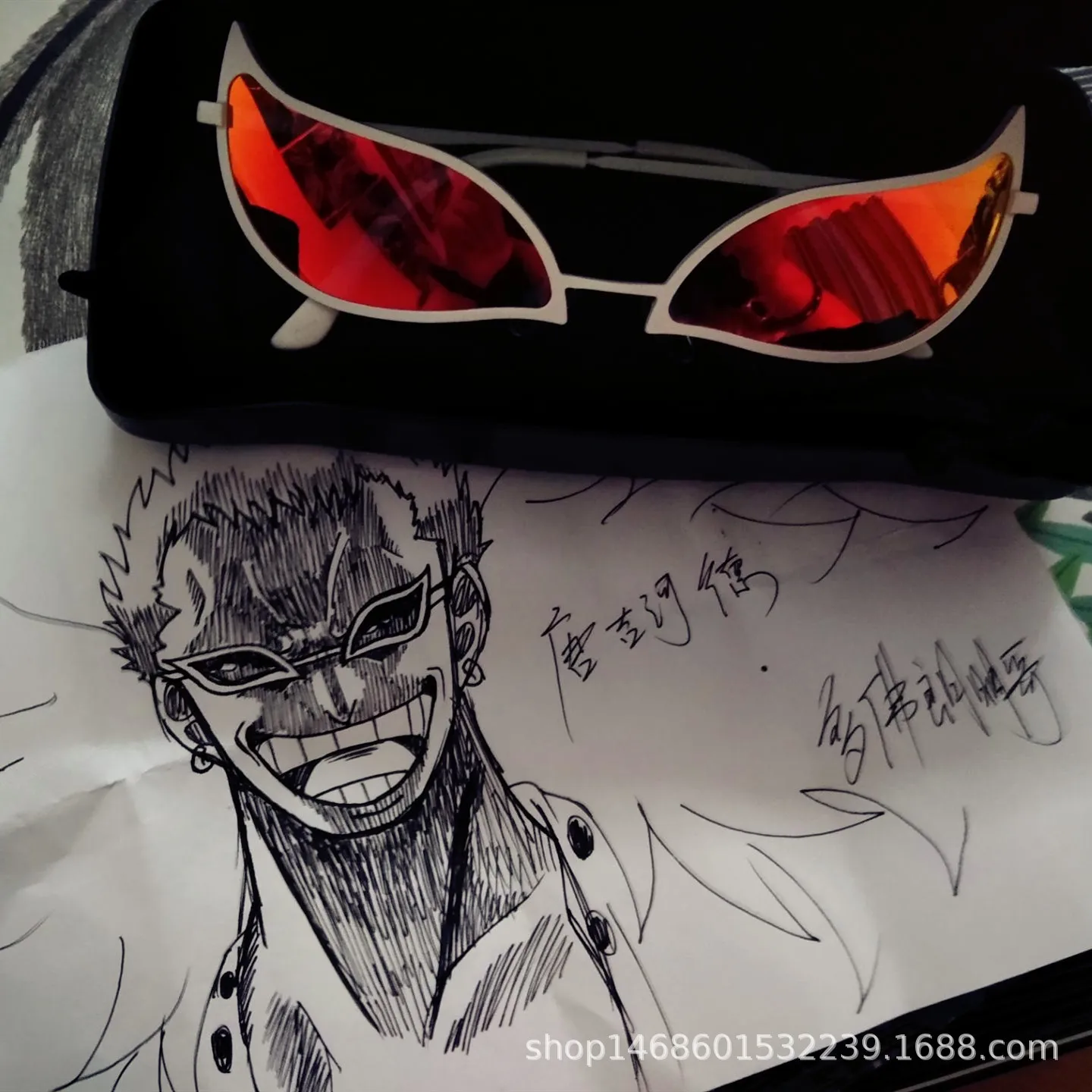 2023 Donquixote Doflamingo Cosplay Glasses Anime Pvc Sunglasses