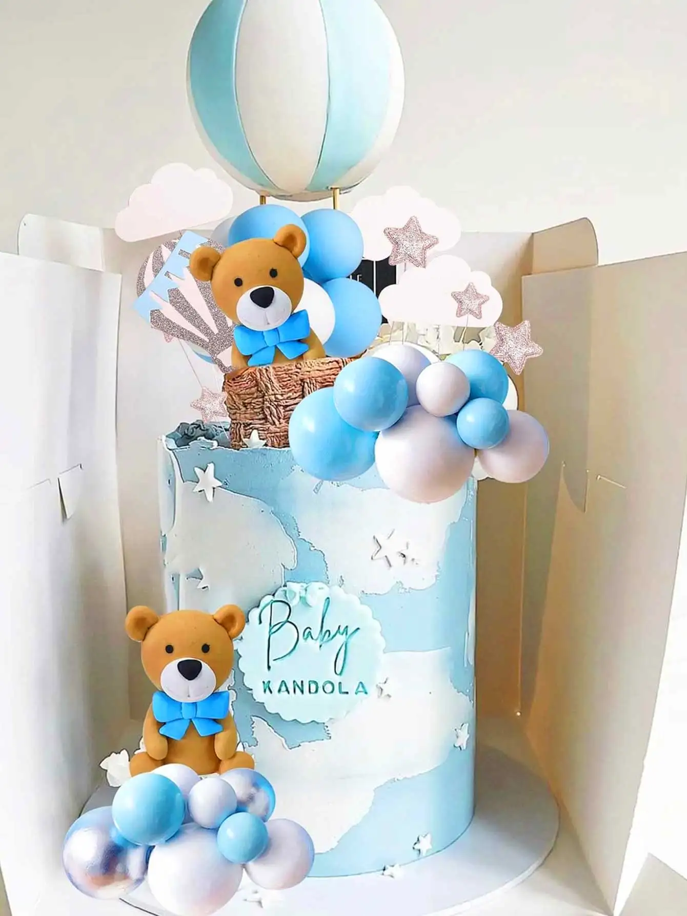 LaVenty Décoration De Gâteau Ours Bleu Décoration De Gâteau Ours Bébé Ours Décoration De Gâteau De Shower De Bébé Décoration De Gâteau D'anniversaire De Shower De Bébé