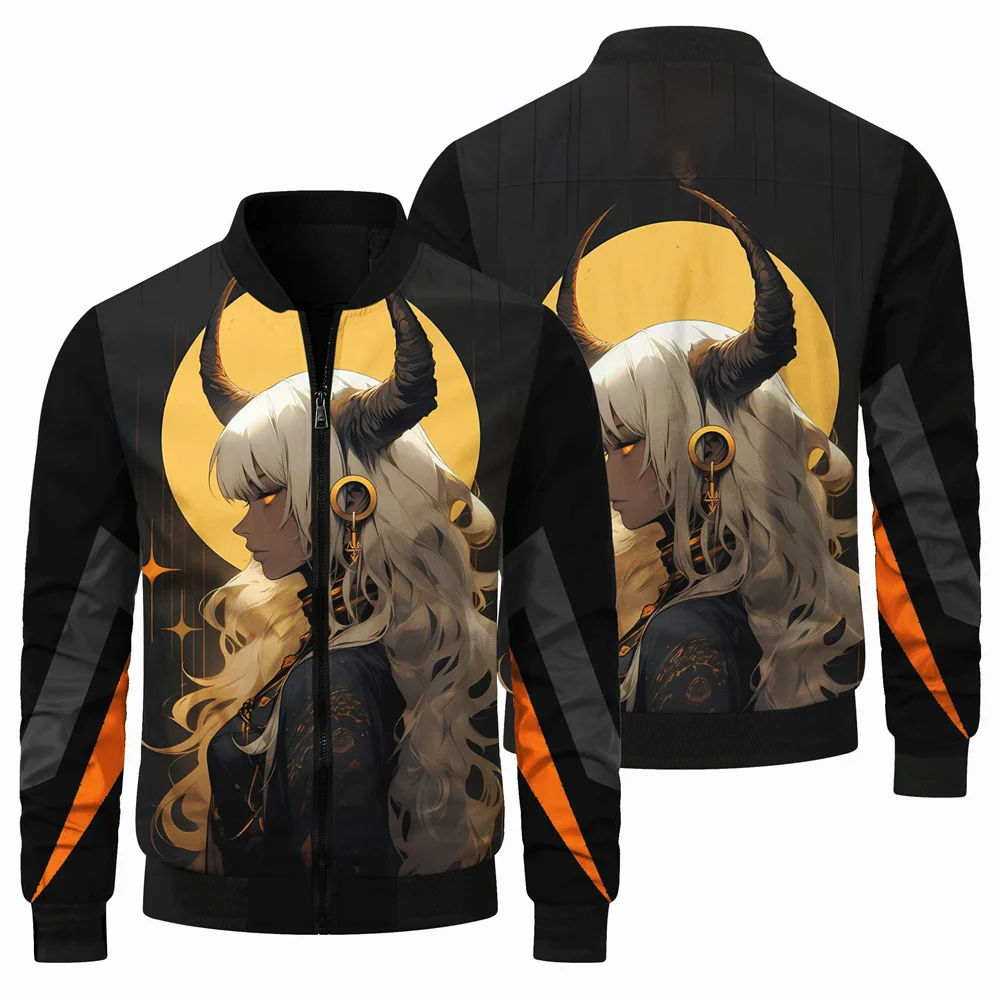 thumbnail image 1 of Nueva chaqueta de vuelo con estampado de figuras de anime en 3D para hombre, chaqueta de béisbol para acampar y deportes al aire libre, chaqueta holgada de moda urbana para otoño, 1 of 5