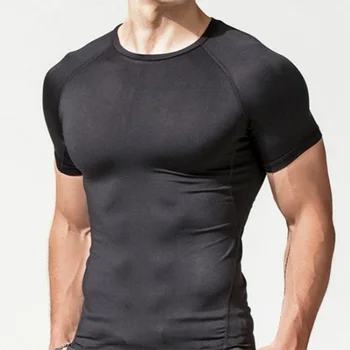2025 1 pezzo da uomo sportivo fitness manica corta t-shirt compressione top protezione UV assorbimento del sudore canottiere ad asciugatura rapida