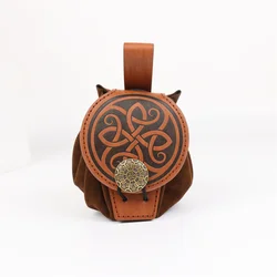 Medieval Viking Style Faux Leather Waist Bag - Perfect for LARP, Stage Performances, and Vintage - Themed Events (Brown)