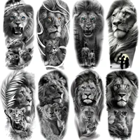 1 Sheet Lion King With Baby Temporary Tattoos For Men Women Family Style Tatoos Long Lasting Waterproof Fake Arm Tattoo Stickers