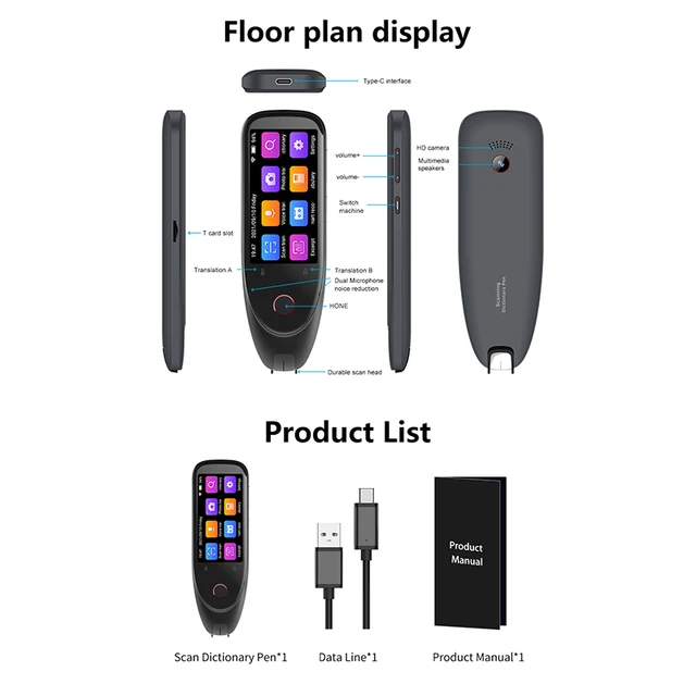 S50 Multilingual Translator Device Voice Text Recording Translation Recorder Pen EDictionary