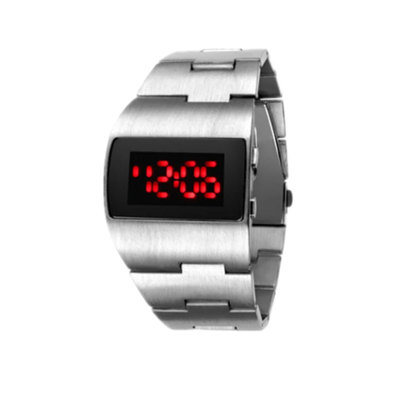 Digital Mens Watches Black Stainless Steel Bracelet Men Electronic Wrist Watches Jewelry Gift 2