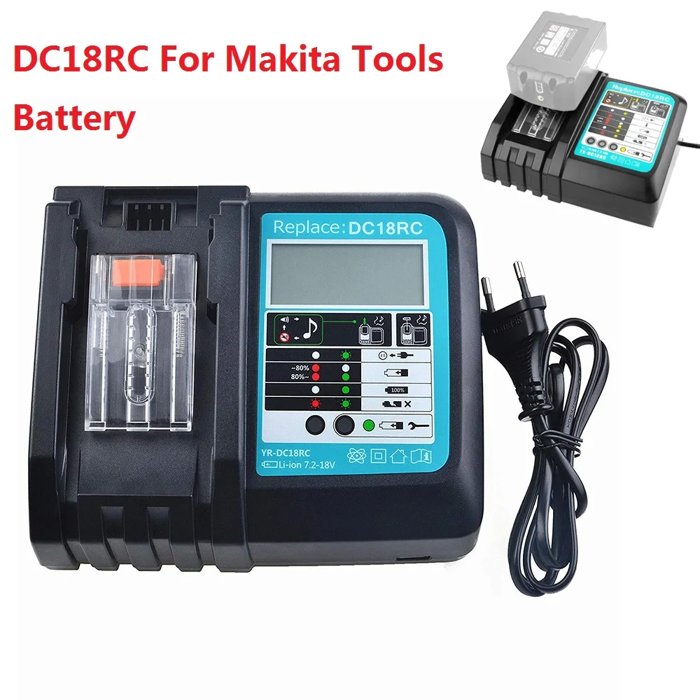 DC18RC 3A Lithium Battery Charger for Makita 14.4V 18V Electric Drill Polishing Machine Lawn Mower Intelligent Power Adapter
