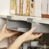 Plastic Cling Film Organizer Grey Wall Mounted Tinfoil Organizer No-Punch Space Saving Hanging Cabinet Storage Shelf for Home 2