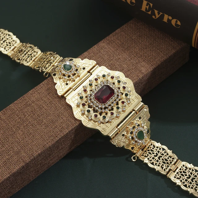 Moroccan Robe Wedding Belt Long Chain Belt Arabian Water Drop Shaped Rhinestone Waist Chain Bridal Jewelry Belt gold 9