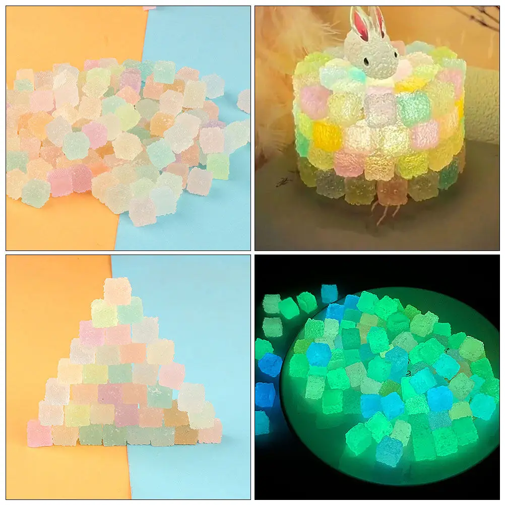 50개 야광 투명 설탕 큐브 미니어처, DIY 공예, 보석 제작, 스크랩북킹용 사실적인 가짜 사탕