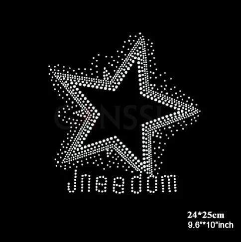

10 шт./партия (24*25 см) пятиконечная звезда с дизайном логотипа Горячая фиксация Стразы термотрансферный дизайн утюжок для самостоятельного шитья (JA-1036)