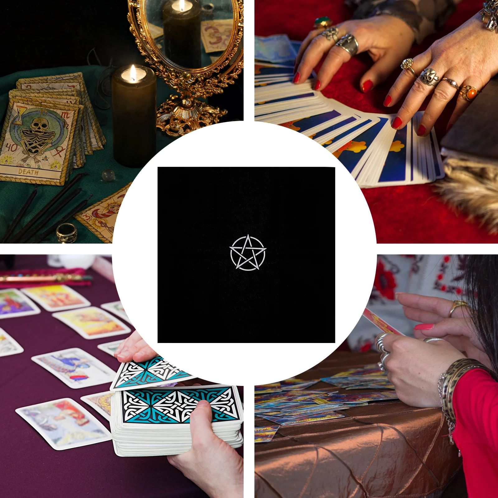 Tarot Tablecloth Tablecloths Pentacle Black Cover Divination Decoration Decorate 4