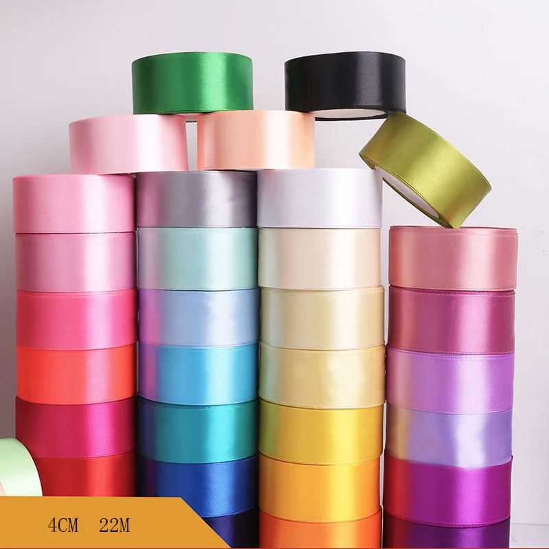 4cm Satin ribbon 22/66/110/220M Colorful fabric rose DIY stuff f creative gift bouquet Wraping bowtie hearbraid headband jewelry