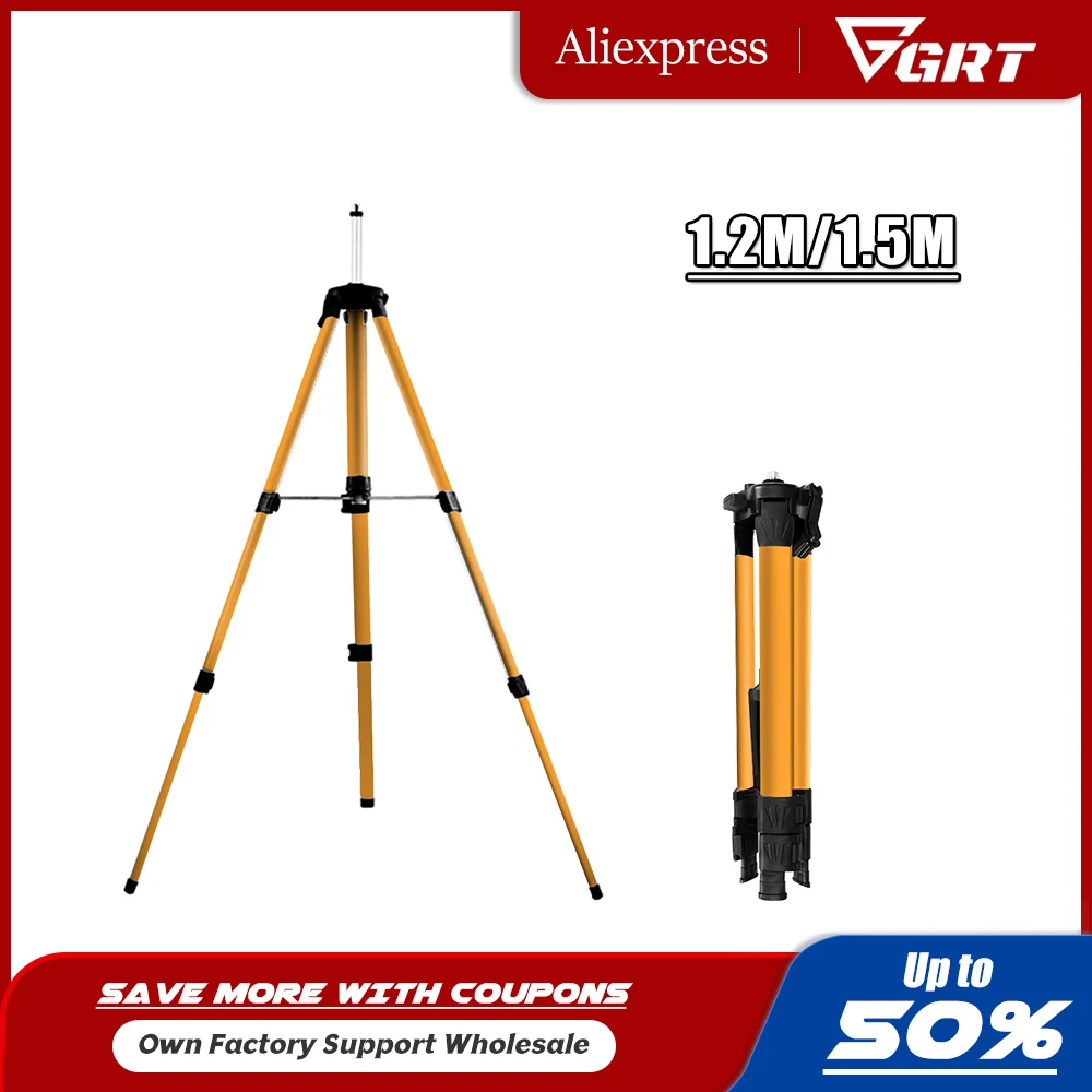 

1.2/1.5M Laser Level Tripod Adjustable Height Bracket With 5/8" Adapter Anti-corrosion coating Aluminum Tripod Stand Tool